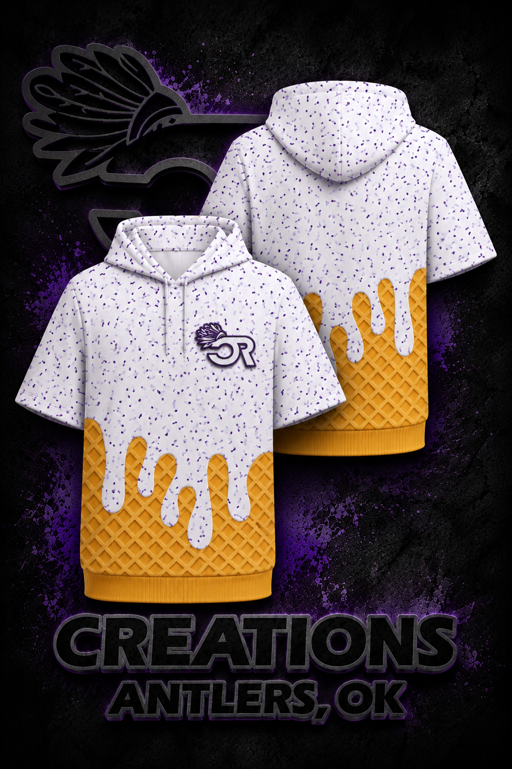 Waffle Drip Short Sleeve Hoodie