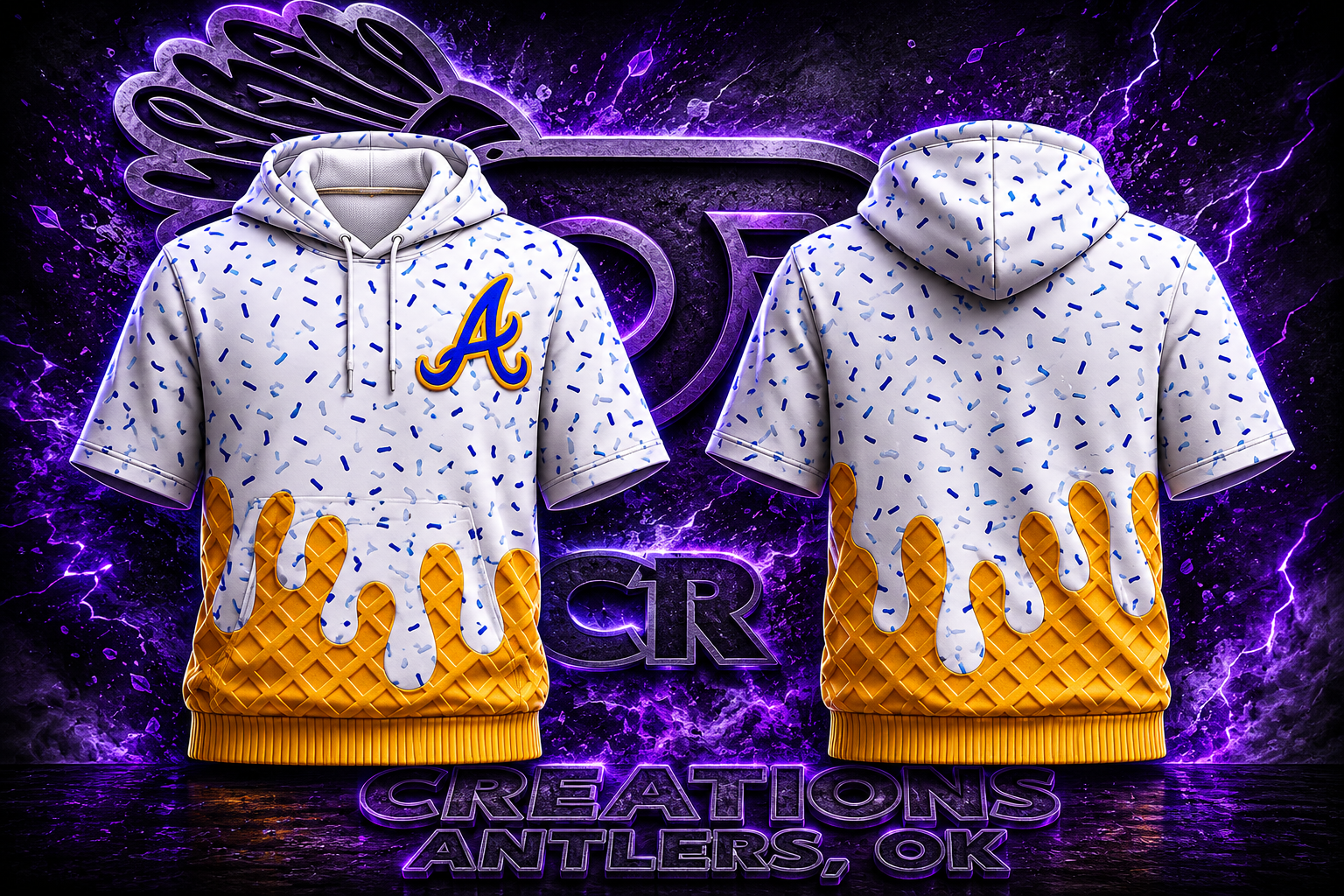 Waffle Drip Short Sleeve Hoodie