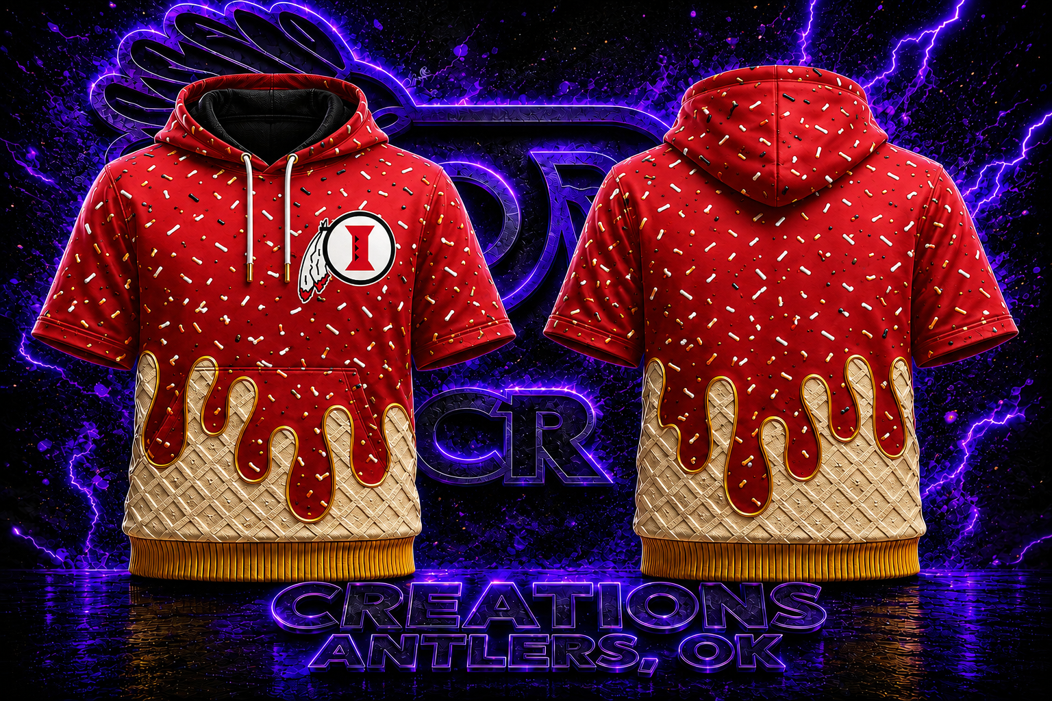 Waffle Drip Short Sleeve Hoodie
